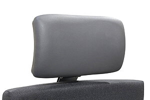 Bürodrehstuhl / Dauphin @Just' / Kopfstütze Leder schwarz / Stoff schwarz / Hartbodenrollen