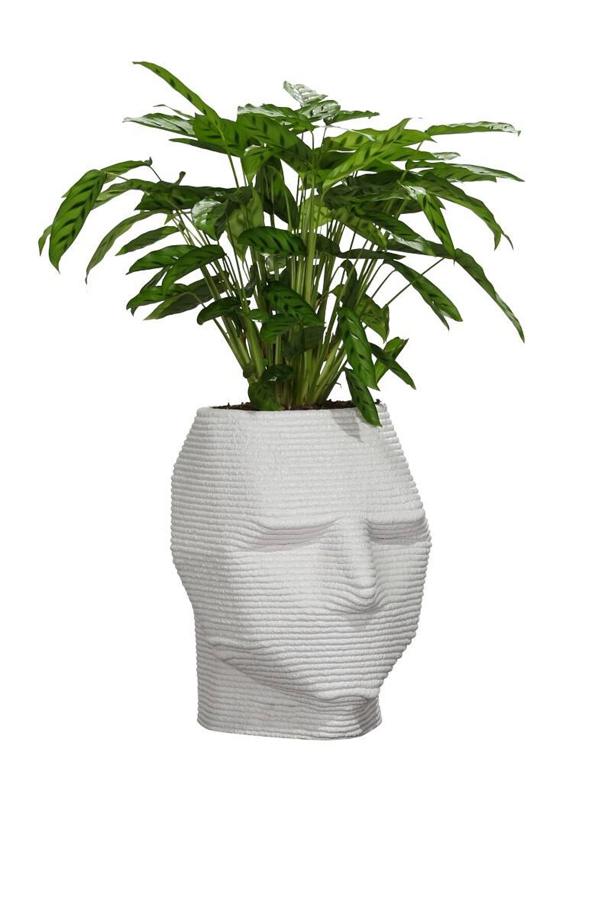 Pflanzengefäß Kopf S / 3D-Betondruck / weiß