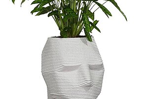 Pflanzengefäß Kopf S / 3D-Betondruck / weiß