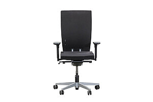 Bürodrehstuhl 'mc-102' in schwarz, Rückenlehne mit Chromband