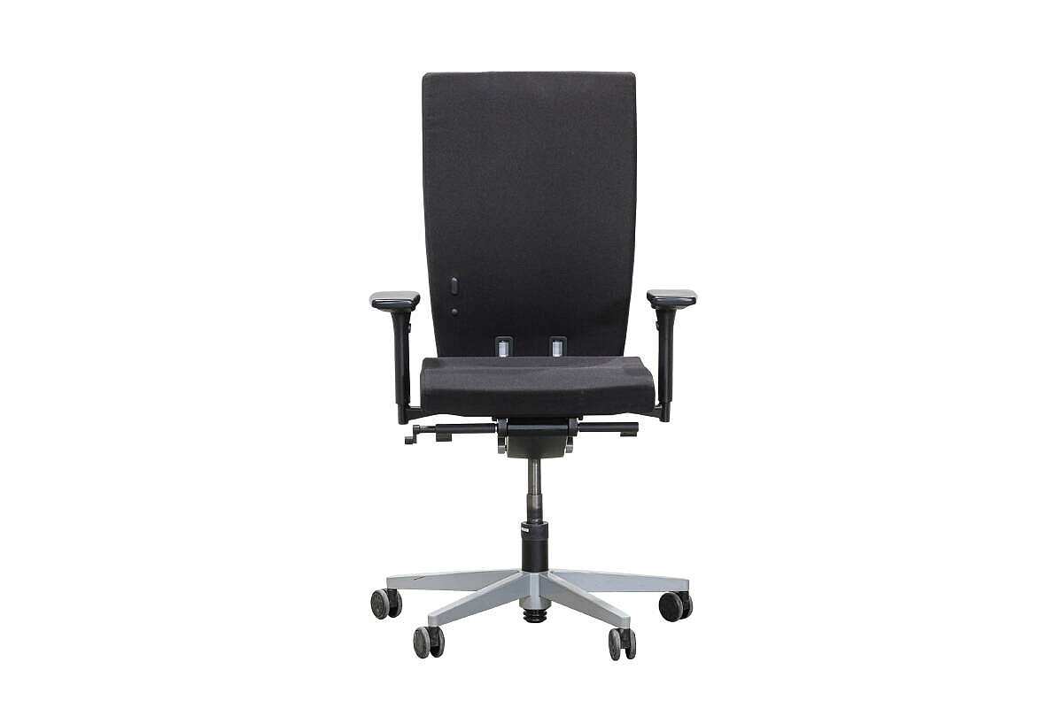 Bürodrehstuhl 'mc-102' in schwarz, Rückenlehne mit Chromband