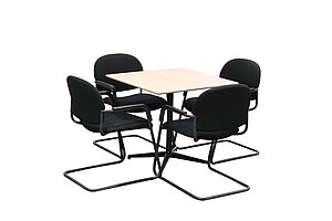 'Unitable' Besprechungstisch in Esche weiß pigmentiert, 80 x 80 cm