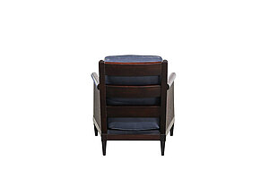 Clubsessel / John Hutton 'Soft Breeze Club Chair' / Rattan / Leder blau