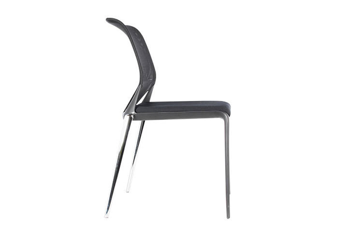 Besucherstuhl / vitra 'MedaSlim' / schwarz/chrom / stapelbar