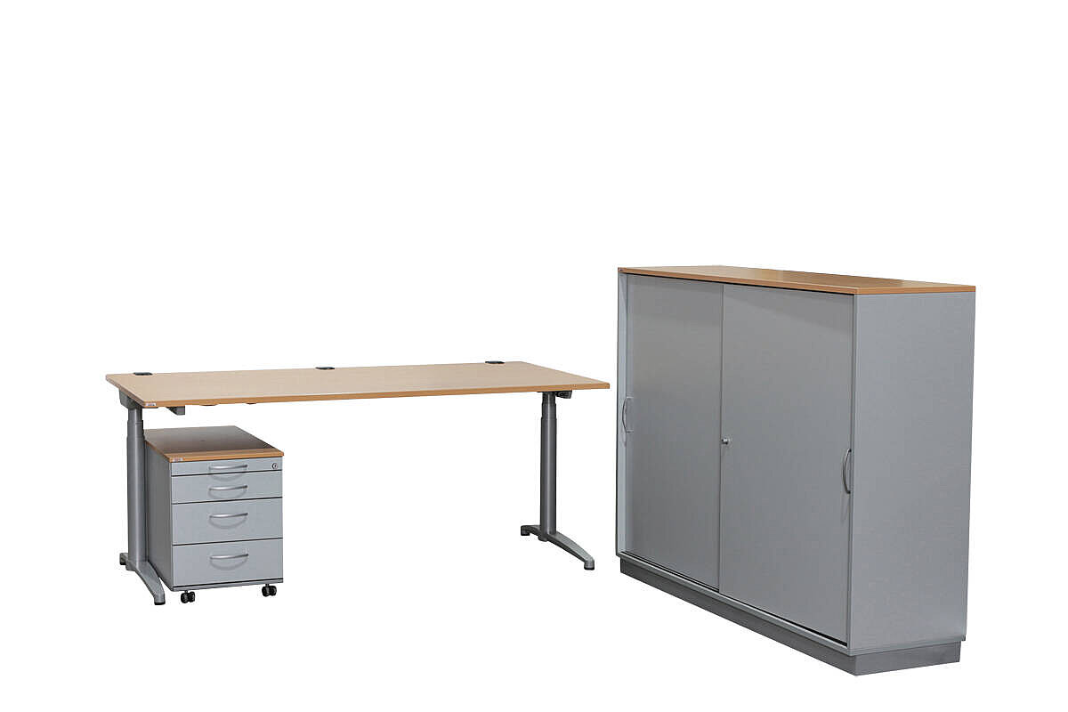 Steh-Sitz-Schreibtisch / Assmann 'Canvaro' / buche / 180 x 90 cm