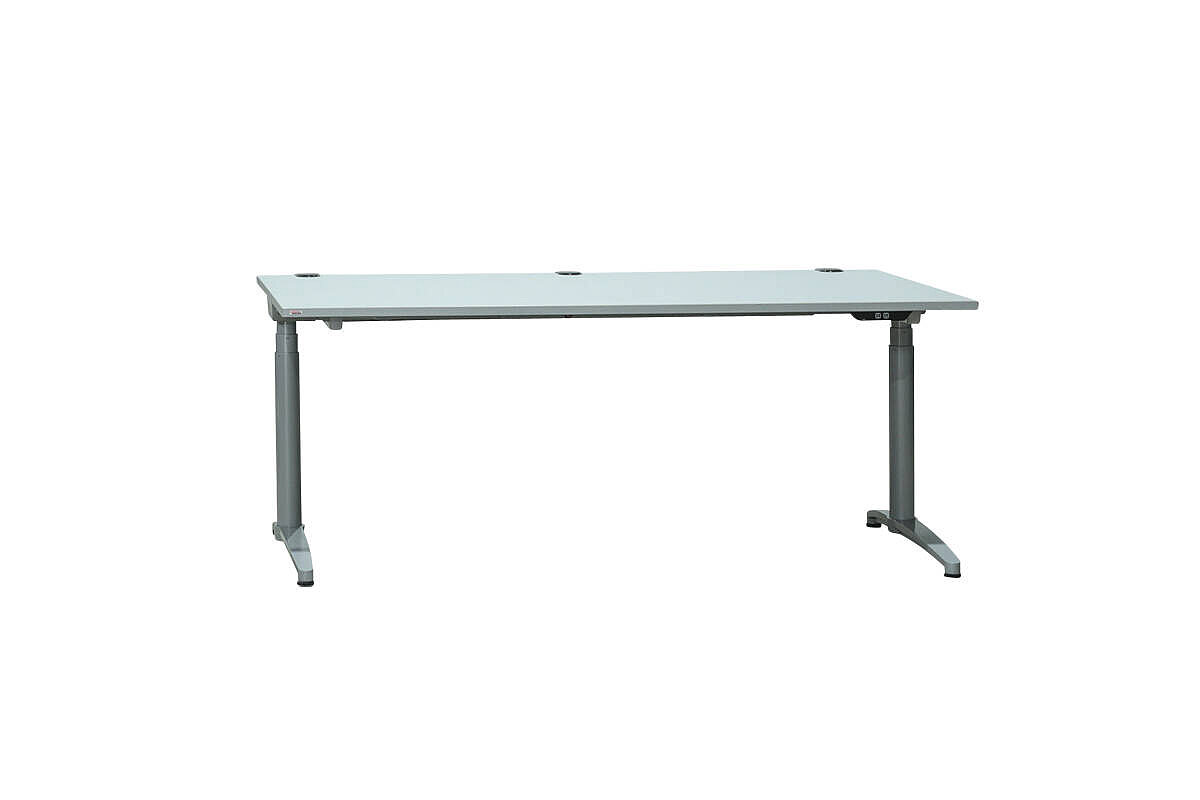 Steh-Sitz-Schreibtisch / Assmann 'Canvaro' / silbergrau / 180 x 90 cm