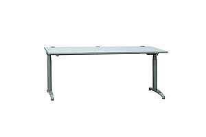 Steh-Sitz-Schreibtisch / Assmann 'Canvaro' / silbergrau / 180 x 90 cm