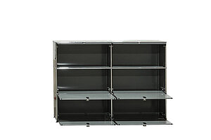 Sideboard / USM Haller / 6 Fächer / mittelgrau / 4 gelochte Tablare
