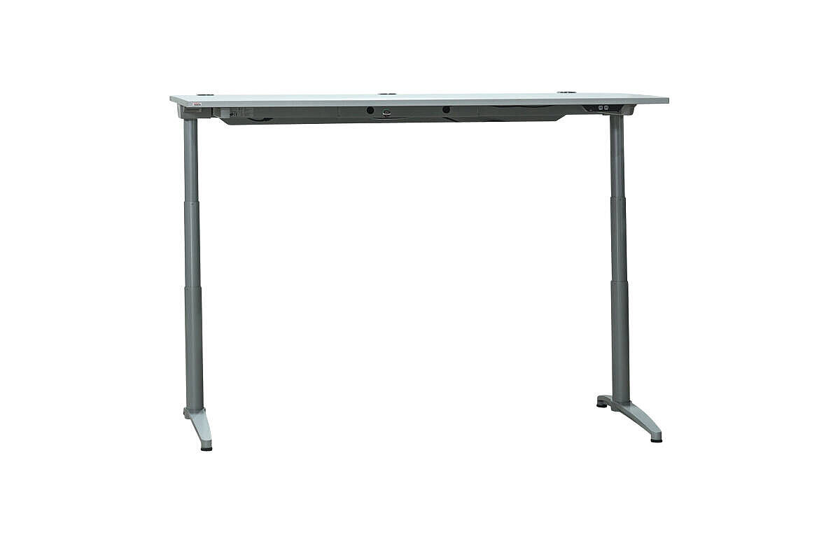 Steh-Sitz-Schreibtisch / Assmann 'Canvaro' / silbergrau / 180 x 90 cm