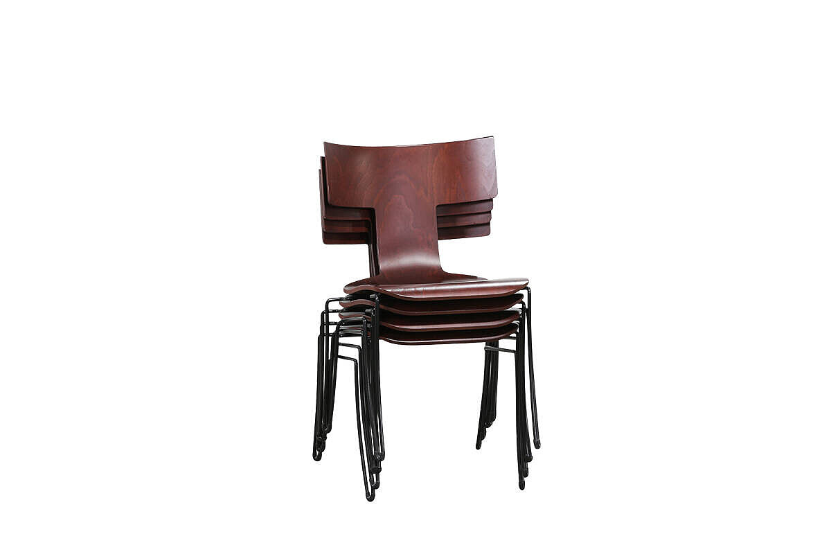 Stapelstuhl / Donghia 'Anziano' / Vintage / T-förmige Rückenlehne / Holz