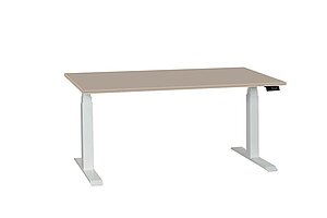 Steh-Sitz-Schreibtisch / Memory Display / elektrisch höhenverstellbar / eiche / 160 x 80 cm / Gestell weiß