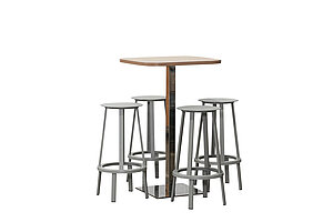 Stehtisch / Hochtisch / 70 x 70 cm / nussbaum / Tellerfuß