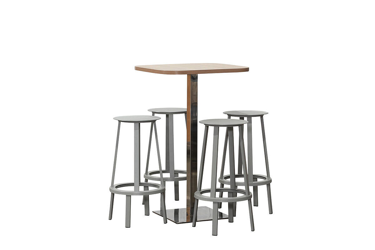 Stehtisch / Hochtisch / 70 x 70 cm / nussbaum / Tellerfuß