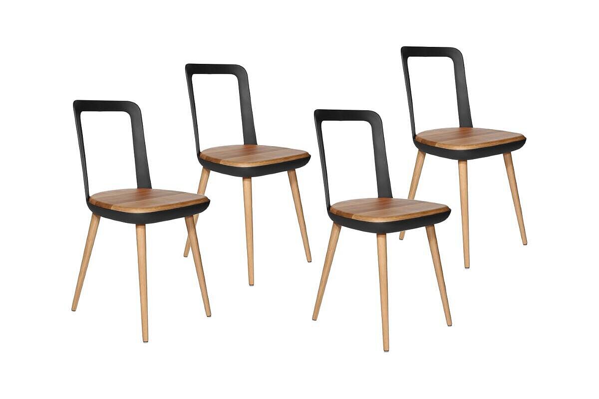 4er Set Besucherstuhl / Wagner 'W-2020 Chair' / eiche geölt / Sitzschale/Rückenlehne schwarz / NP 1788 EUR