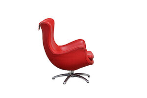 Loungesessel / Ohrensessel / Leder rot / Nackenkissen