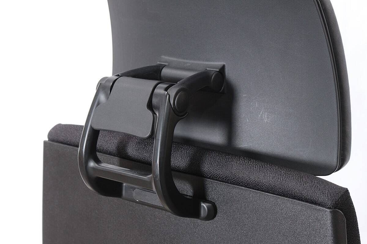 Drehsessel / Chef-Bürodrehstuhl / Interstuhl 'AIMis1' / Kopfstütze Leder / schwarz / Teppichbodenrollen - NP 790 EUR