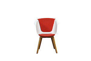 Schalenstuhl / Sedus 'on spot' / Sitzschale weiß / Polsterung rot