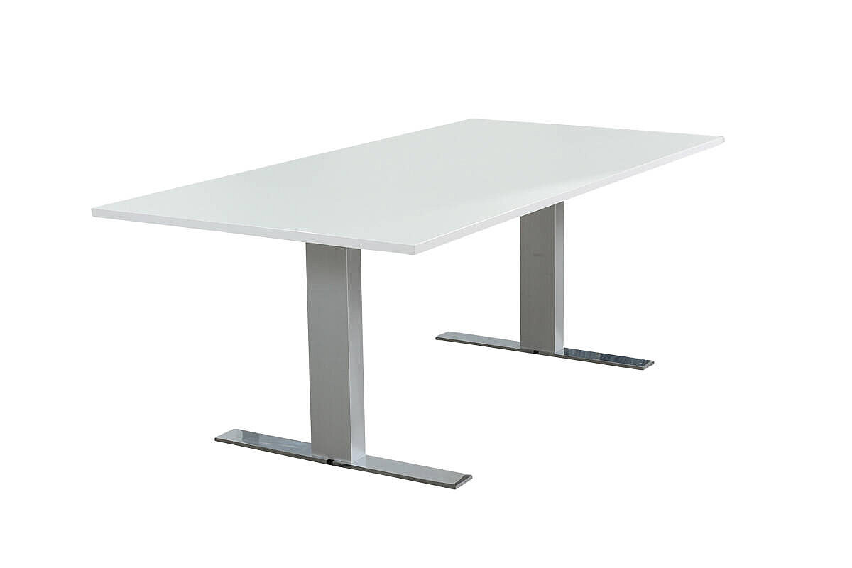 Steh-Sitz-Schreibtisch / Walter Knoll 'Exec-V Desk' / Memory Display / weiß / 200 x 100 cm