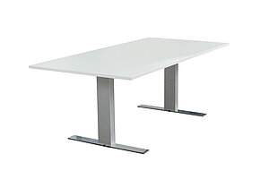 Steh-Sitz-Schreibtisch / Walter Knoll 'Exec-V Desk' / Memory Display / weiß / 200 x 100 cm